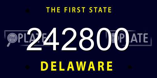 242800 Delaware License Plate