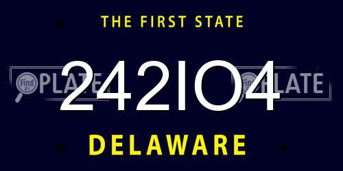 242IO4 Delaware License Plate