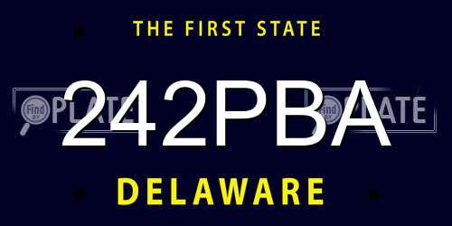 242PBA Delaware License Plate