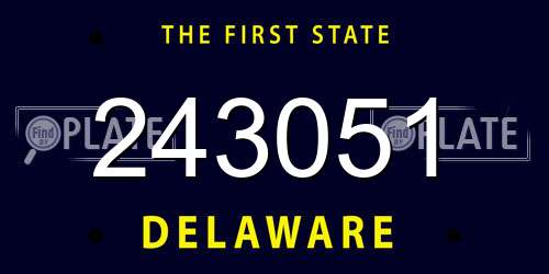 243051 Delaware License Plate