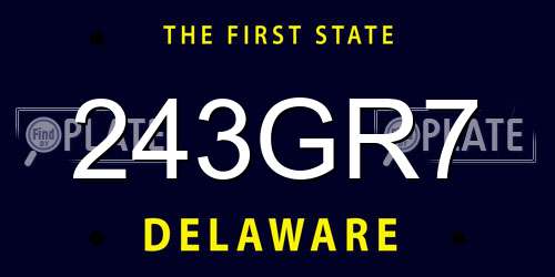 243GR7 Delaware License Plate