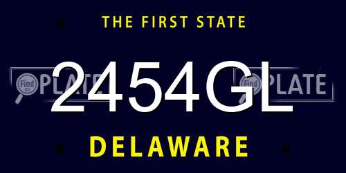 2454GL Delaware License Plate