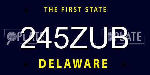 245ZUB Delaware License Plate