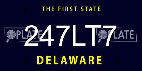 247LT7 Delaware License Plate