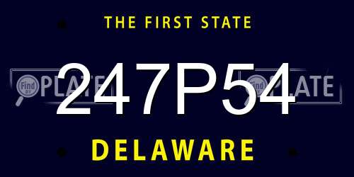 247P54 Delaware License Plate