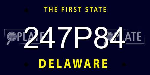 247P84 Delaware License Plate