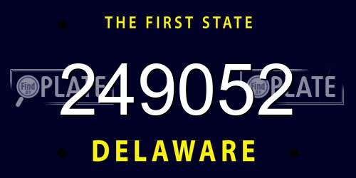 249052 Delaware License Plate
