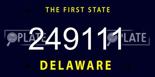 249111 Delaware License Plate