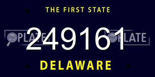 249161 Delaware License Plate