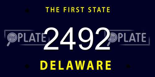 2492 Delaware License Plate
