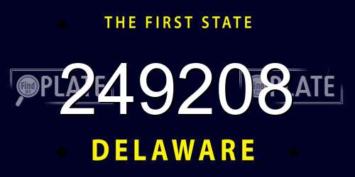 249208 Delaware License Plate