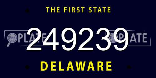 249239 Delaware License Plate