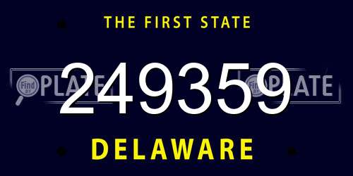 249359 Delaware License Plate