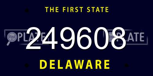 249608 Delaware License Plate