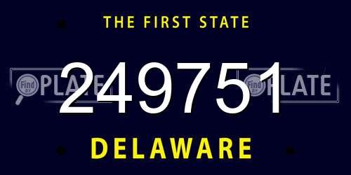 249751 Delaware License Plate