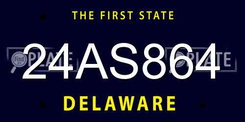 24AS864 Delaware License Plate