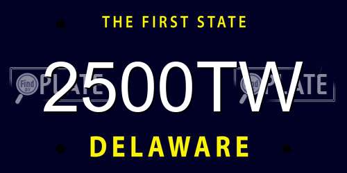 2500TW Delaware License Plate