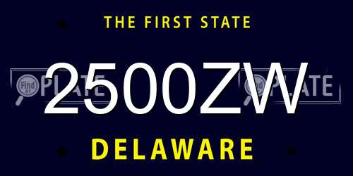 2500ZW Delaware License Plate
