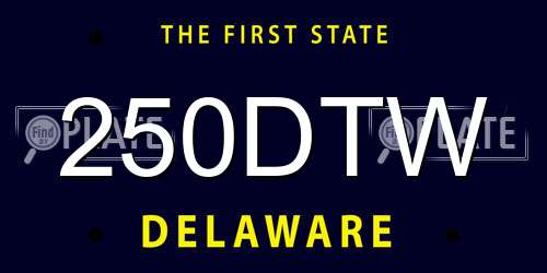 250DTW Delaware License Plate