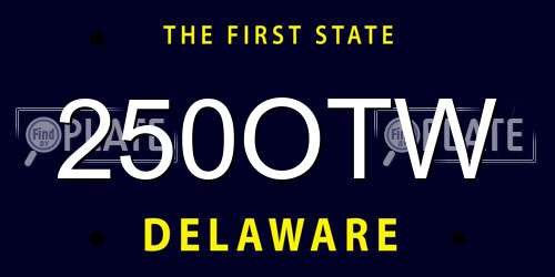 250OTW Delaware License Plate