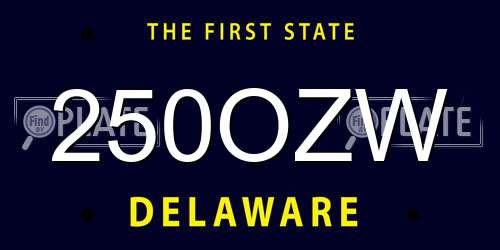 250OZW Delaware License Plate