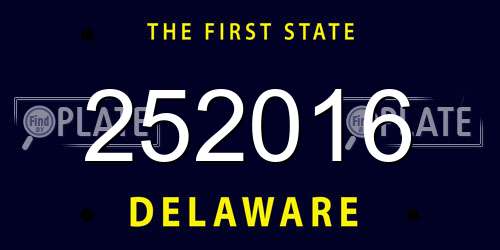 252016 Delaware License Plate
