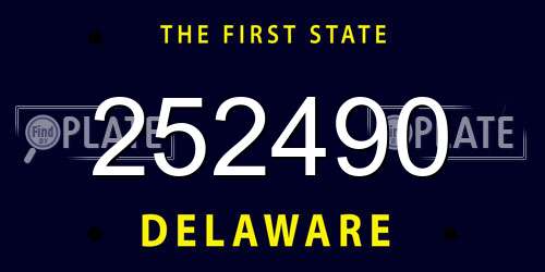 252490 Delaware License Plate