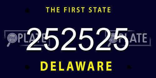 252525 Delaware License Plate