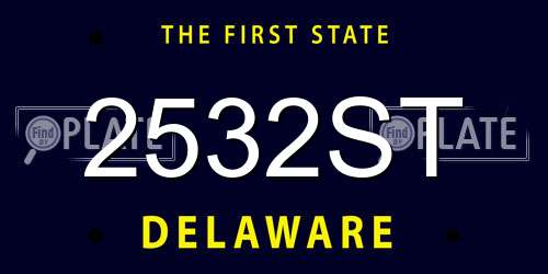2532ST Delaware License Plate