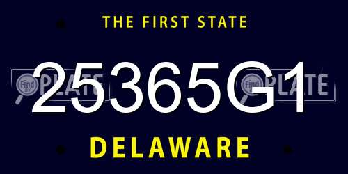 25365G1 Delaware License Plate