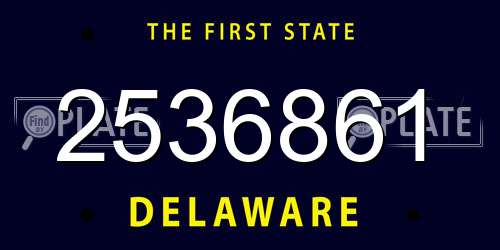 2536861 Delaware License Plate