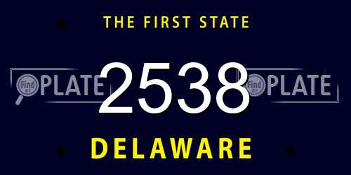 2538 Delaware License Plate