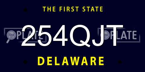 254QJT Delaware License Plate