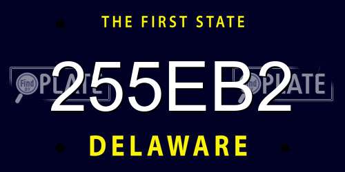 255EB2 Delaware License Plate