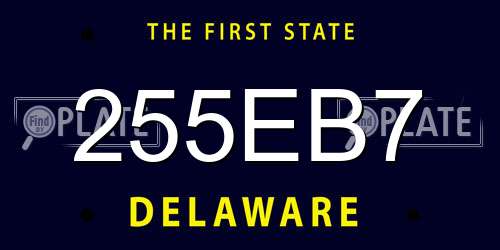 255EB7 Delaware License Plate