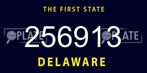 256913 Delaware License Plate