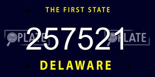 257521 Delaware License Plate