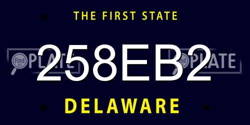 258EB2 Delaware License Plate