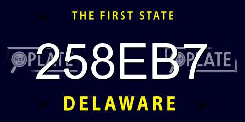 258EB7 Delaware License Plate