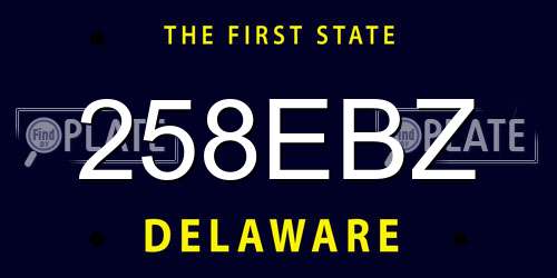 258EBZ Delaware License Plate