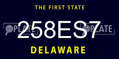 258ES7 Delaware License Plate