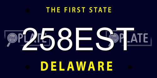 258EST Delaware License Plate