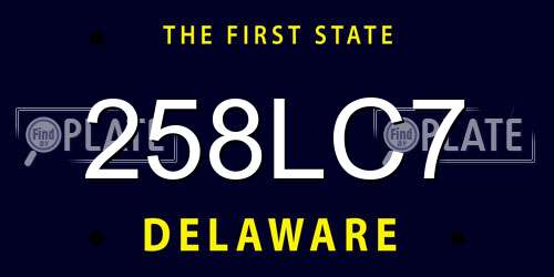 258LC7 Delaware License Plate