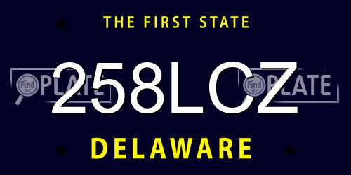 258LCZ Delaware License Plate