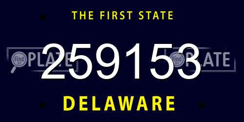 259153 Delaware License Plate