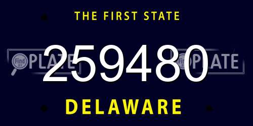 259480 Delaware License Plate