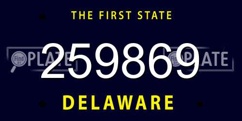 259869 Delaware License Plate