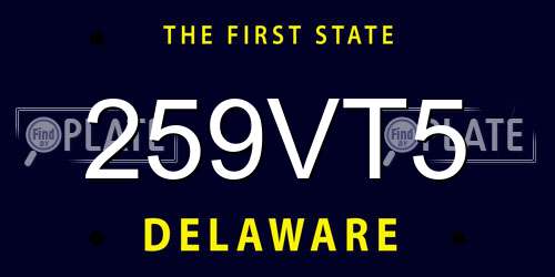 259VT5 Delaware License Plate
