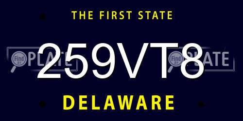259VT8 Delaware License Plate