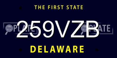 259VZB Delaware License Plate